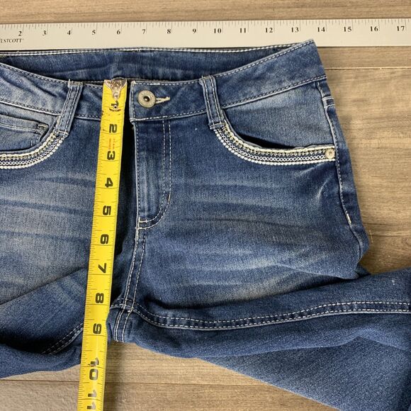 Faded Glory Girls Boot Cut Jeans 12 Stretch Embroidered Pockets Adjustable Waist - Picture 11 of 13